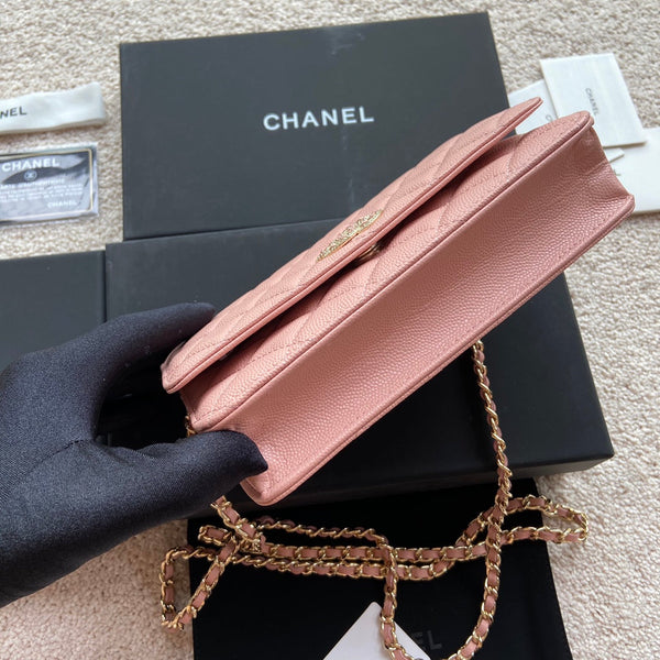 CC Classic Woc 20cm Pelle di vitello grana rosa con finiture in oro diamante