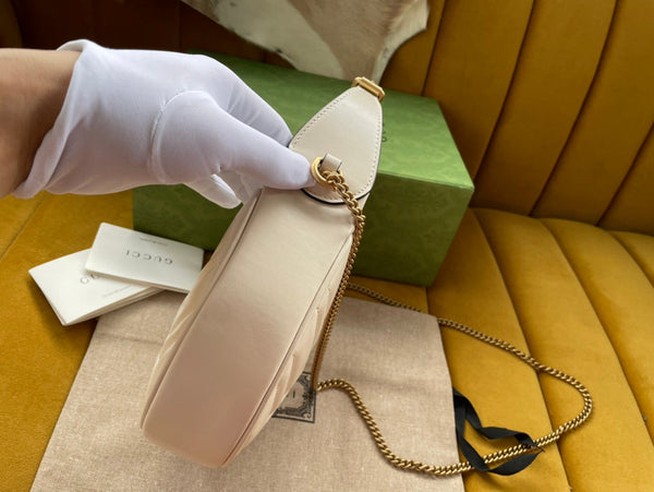 Gucci Marmont 21cm Shoulder Bag White Leather 333534