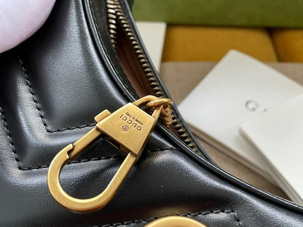 Gucci Marmont 21cm Shoulder Bag Black Leather 333535