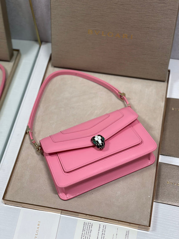 Serpenti Forever East-West Shoulder Bag 22cm Pink Cafskin GHW 188473