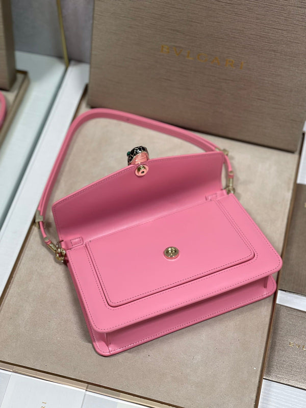 Serpenti Forever East-West Shoulder Bag 22cm Pink Cafskin GHW 188473