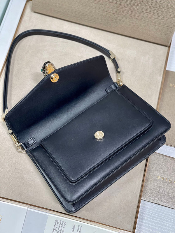 Serpenti Forever East-West Shoulder Bag 22cm Black Cafskin GHW 188478