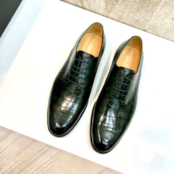 CD CROCODILE MOTIF BASIC OXFORD JUNIPER CALFSKIN