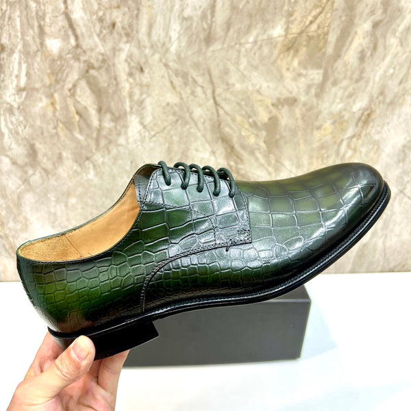 CD CROCODILE MOTIF BASIC OXFORD JUNIPER CALFSKIN