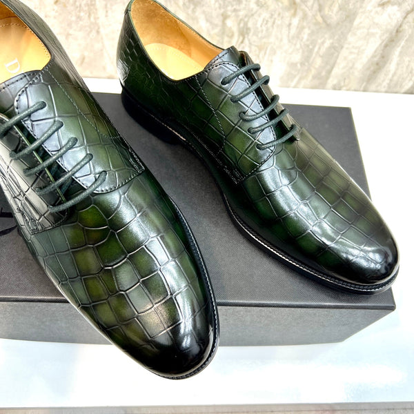 CD CROCODILE MOTIF BASIC OXFORD JUNIPER CALFSKIN