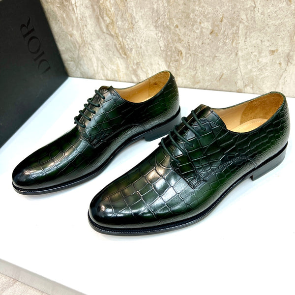 CD CROCODILE MOTIF BASIC OXFORD JUNIPER CALFSKIN