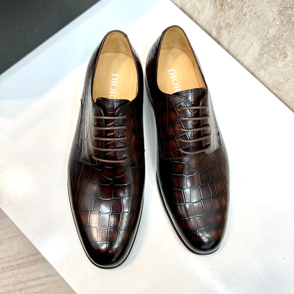 CD CROCODILE MOTIF BASIC OXFORD RUSSET CALFSKIN