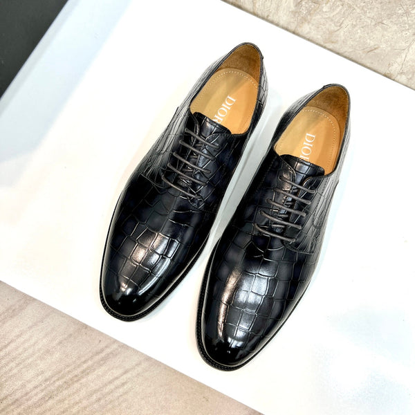 CD CROCODILE MOTIF BASIC OXFORD BLACK CALFSKIN