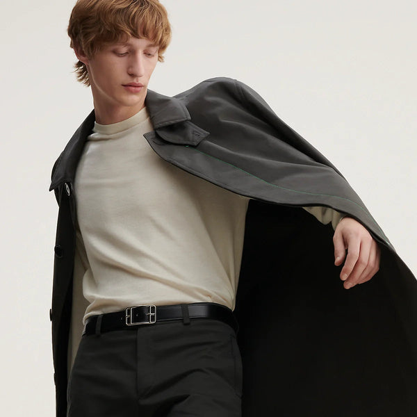 Cintura reversibile HM Cape Cod da 32 mm in pelle color cioccolato nero 187795