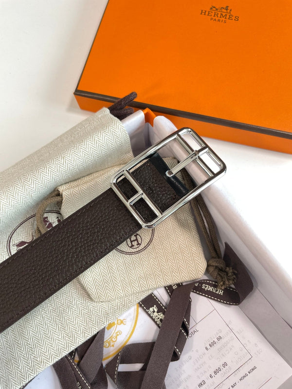 Cintura reversibile HM Cape Cod da 32 mm in pelle color cioccolato nero 187795