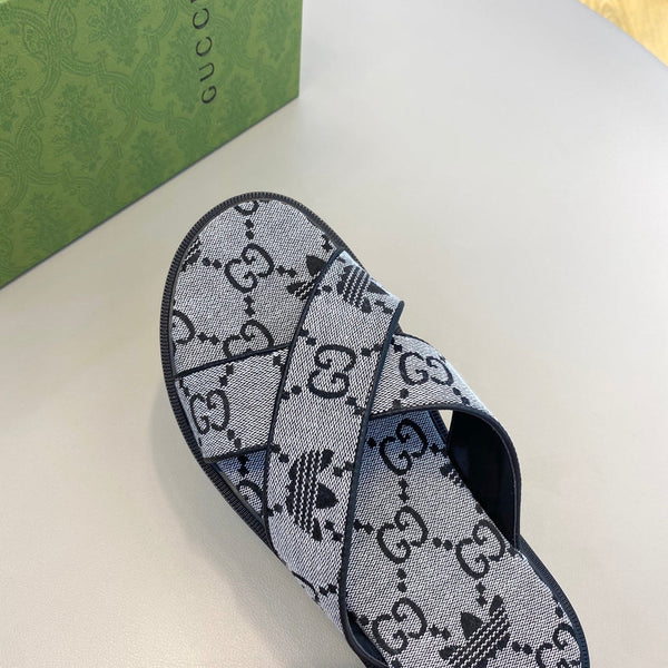 GG x Adidas Men's Sandals Slide Grey Canvas 558900