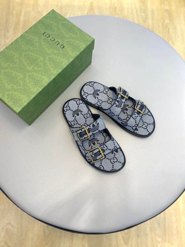 GG x Adidas Men's Sandals Slide Grey Canvas 558899