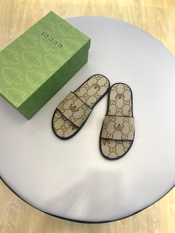 GG x Adidas Men's Sandals Slide Brown Canvas 558907