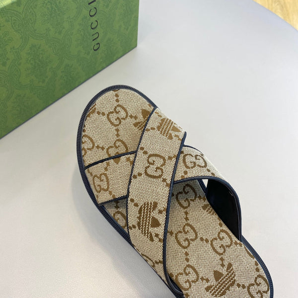 GG x Adidas Men's Sandals Slide Brown Canvas 558910