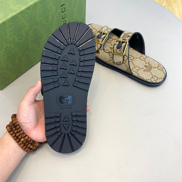 GG x Adidas Men's Sandals Slide Brown Canvas 558909