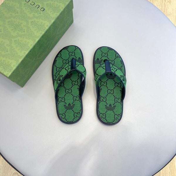 GG x Adidas Men's Thong Sandals Green Canvas 558903