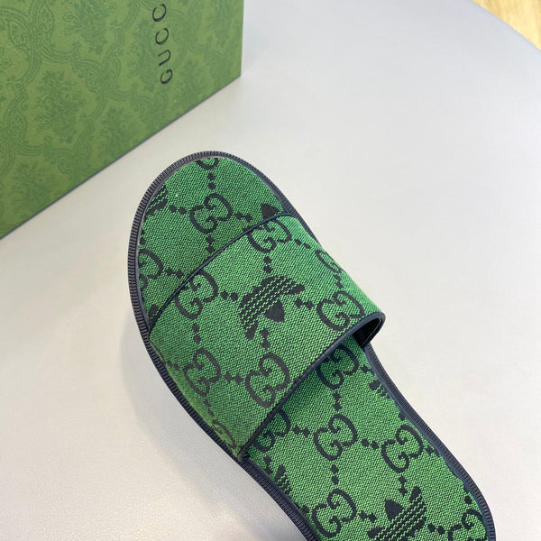 GG x Adidas Men's Sandals Slide Green Canvas 558904