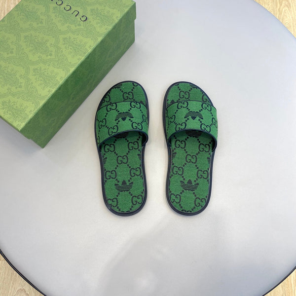 GG x Adidas Men's Sandals Slide Green Canvas 558904