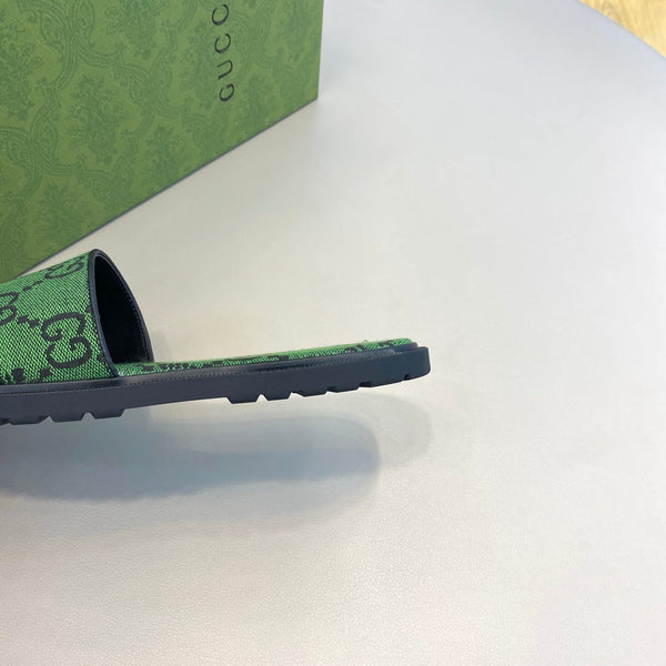 GG x Adidas Men's Sandals Slide Green Canvas 558904