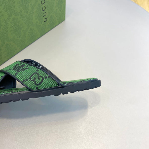 GG x Adidas Men's Sandals Slide Green Canvas 558905