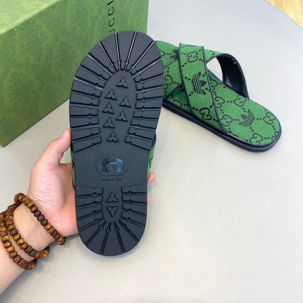 GG x Adidas Men's Sandals Slide Green Canvas 558905