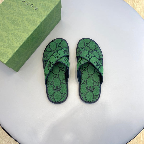 GG x Adidas Men's Sandals Slide Green Canvas 558905