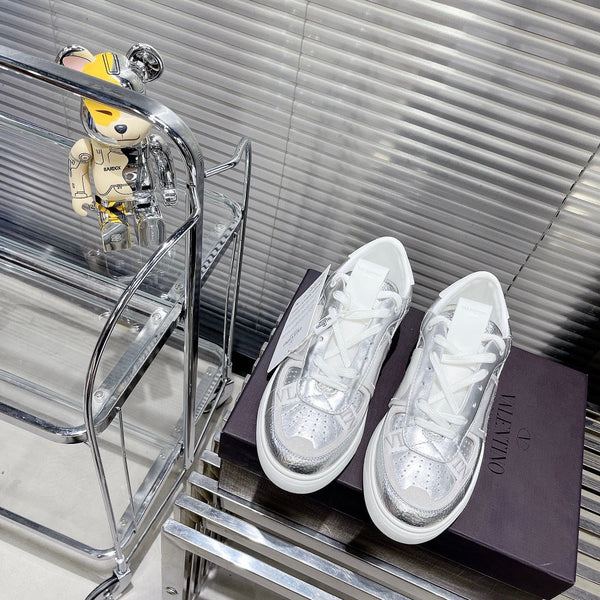 Valenti Low Top VL7N Grey Sliver Calfskin And Canvas 993735