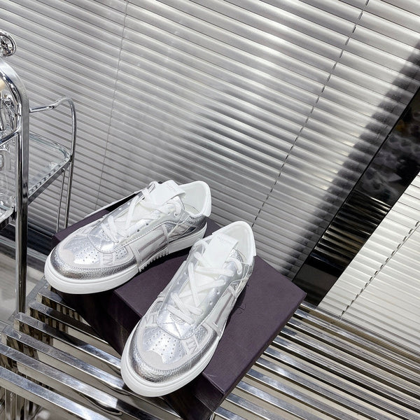 Valenti Low Top VL7N Grey Sliver Calfskin And Canvas 993735