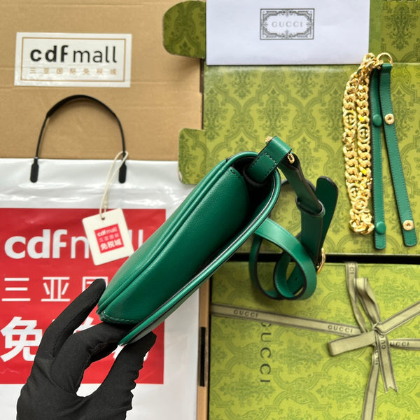 BORSA A TRACOLLA BLONDIE 28 IN PELLE DI AGNELLO VERDE CASTLETON CON FERRAMENTA ORO