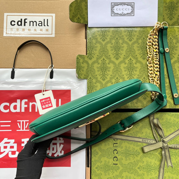 BORSA A TRACOLLA BLONDIE 28 IN PELLE DI AGNELLO VERDE CASTLETON CON FERRAMENTA ORO