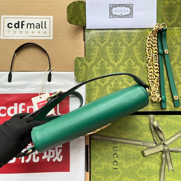 BORSA A TRACOLLA BLONDIE 28 IN PELLE DI AGNELLO VERDE CASTLETON CON FERRAMENTA ORO