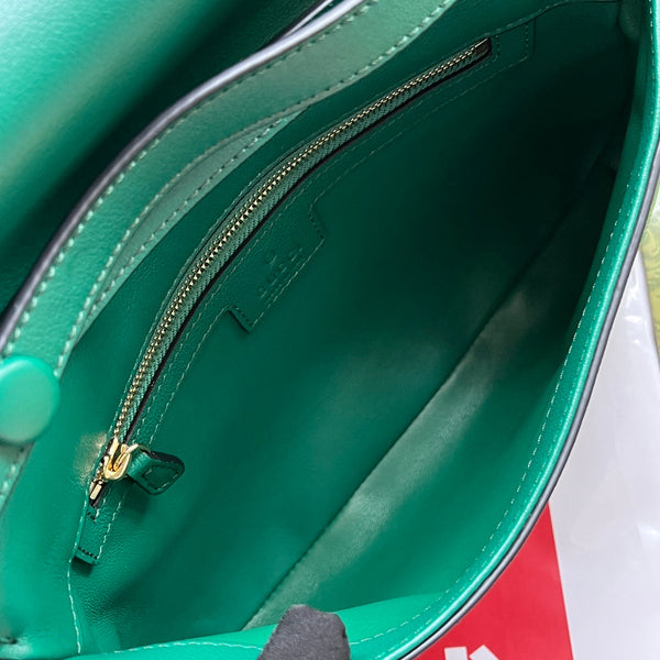 BORSA A TRACOLLA BLONDIE 28 IN PELLE DI AGNELLO VERDE CASTLETON CON FERRAMENTA ORO