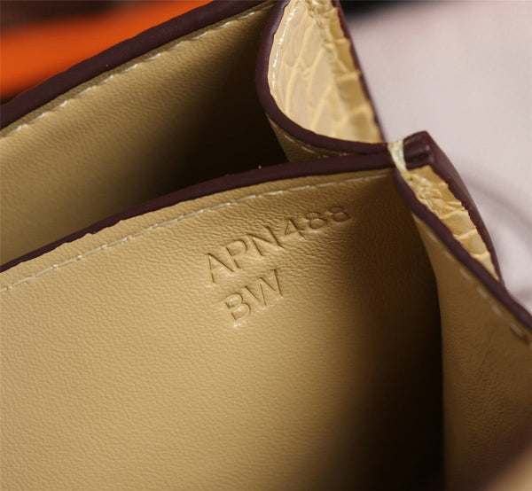 HM CONSTANCE 23 LINO PELLE DI VITELLO STAMPATA COCCODRILLO FERRAMENTA ORO