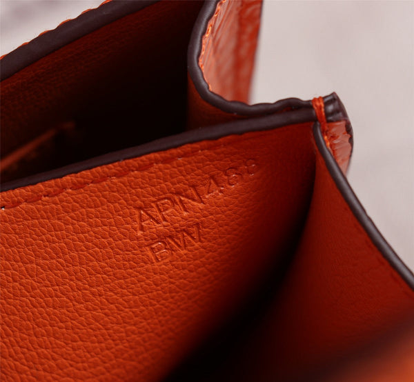 HM CONSTANCE 23 ARANCIONE IN PELLE DI VITELLO CON GOFFRATURA IN COCCODRILLO E FERRAMENTA IN ORO