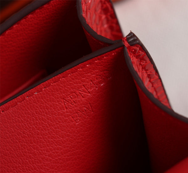 HM CONSTANCE 23 RED CROCODILE EMBOSSED CALFSKIN GOLD HARDWARE