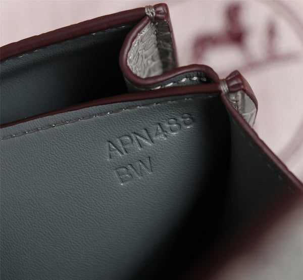 HM CONSTANCE 23 GRIGIO CHIARO PELLE DI VITELLO STAMPATA COCCODRILLO FERRAMENTA ORO