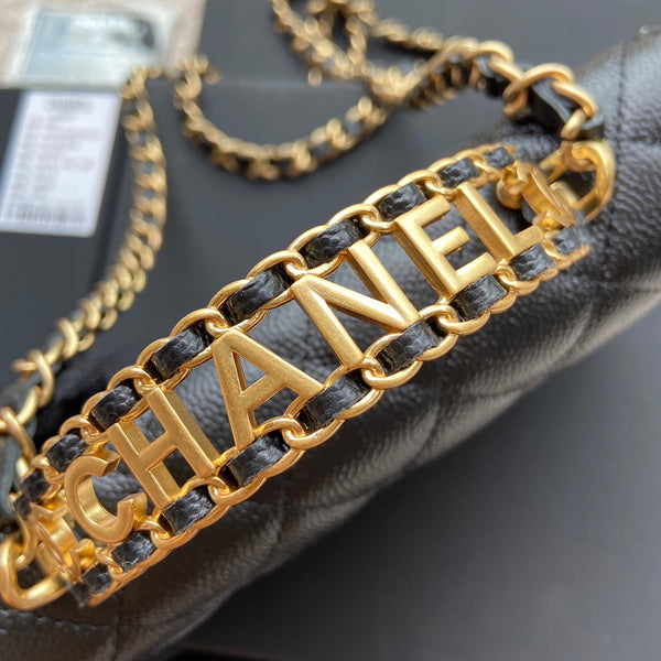 CC Logo Flap Bag 20cm Black Caviar GHW 235167