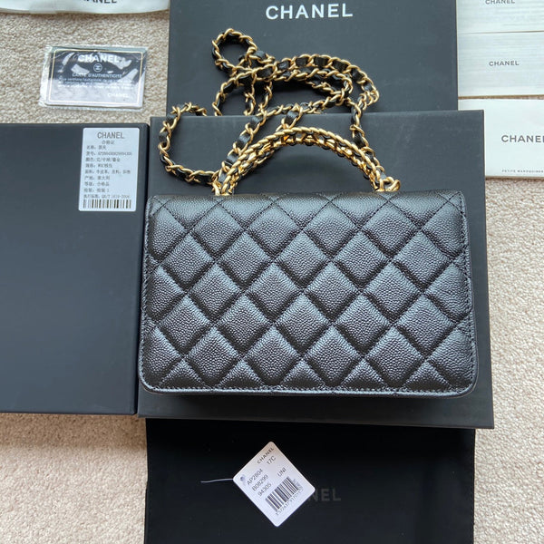 CC Logo Flap Bag 20cm Black Caviar GHW 235167