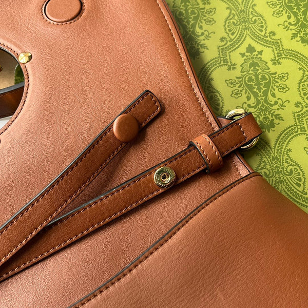 BORSA A TRACOLLA BLONDIE 28 IN PELLE DI AGNELLO MARRONE BRONZO E FERRAMENTA ORO