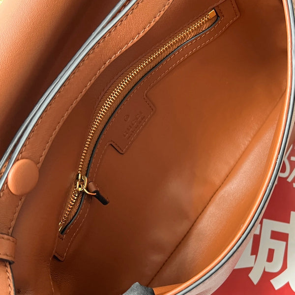 BORSA A TRACOLLA BLONDIE 28 IN PELLE DI AGNELLO MARRONE BRONZO E FERRAMENTA ORO