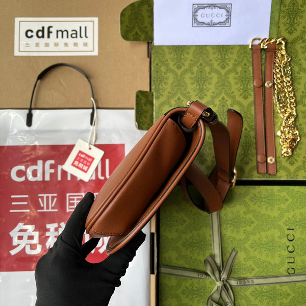 BORSA A TRACOLLA BLONDIE 28 IN PELLE DI AGNELLO MARRONE BRONZO E FERRAMENTA ORO