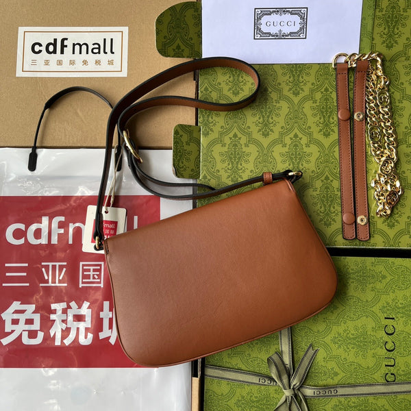 BORSA A TRACOLLA BLONDIE 28 IN PELLE DI AGNELLO MARRONE BRONZO E FERRAMENTA ORO