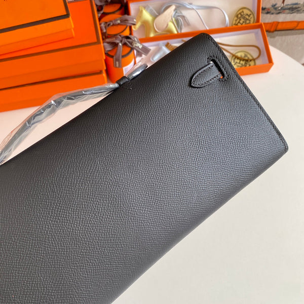 HM Kelly Cut 31 Black Epsom Leather Silver Hardware 229059