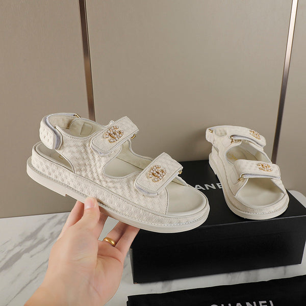 CC 25S Dad Sandal Cream Tweed Calfskin