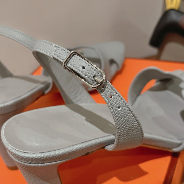 SANDALO SLINGBACK ETERNITE 75 IN PELLE DI AGNELLO GRIGIO CREMA