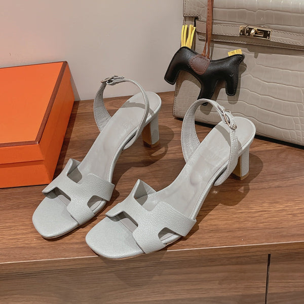 SANDALO SLINGBACK ETERNITE 75 IN PELLE DI AGNELLO GRIGIO CREMA