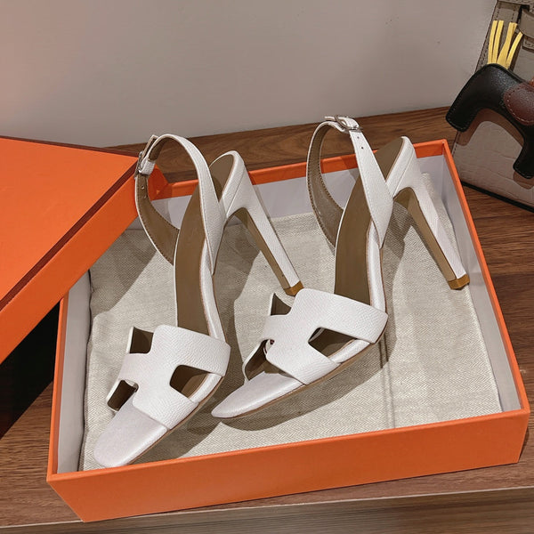 SANDALO SLINGBACK ETERNITE 105 BIANCO MIX PELLE DI AGNELLO MARRONE CHIARO