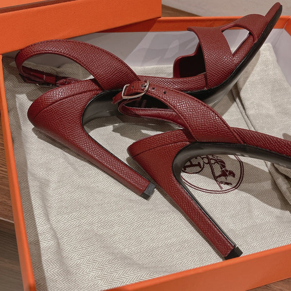 SANDALO SLINGBACK ETERNITE 105 IN PELLE DI AGNELLO TERRA D'OMBRA BRUCIATA