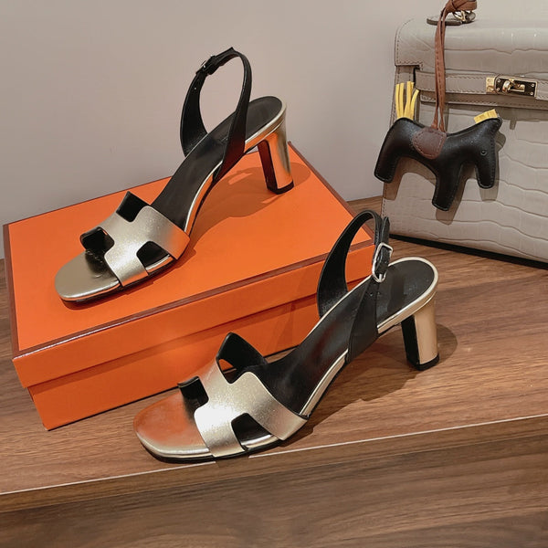 SANDALO SLINGBACK ETERNITE 75 NERO MIX ARGENTO PELLE DI AGNELLO