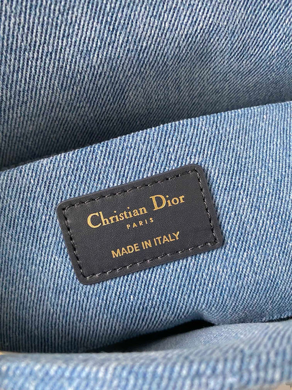 BORSA D-JOY MEDIA 26 IN DENIM MACROCANNAGE AZZURRO